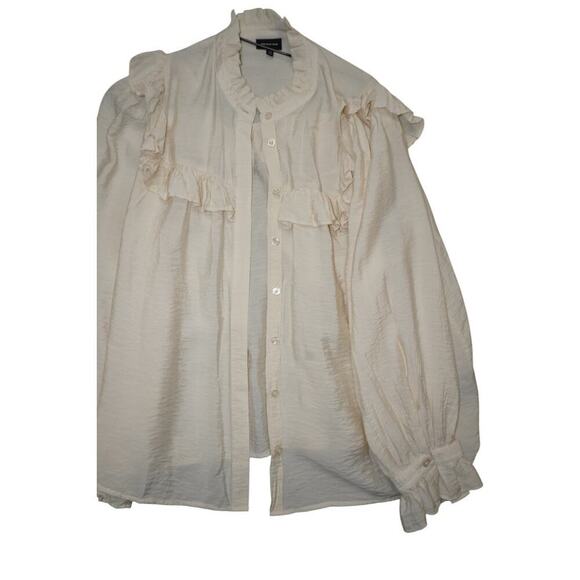 Who What Wear Cream Ruffle Blouse XXL – Romantic Long Sleeve Shirt, Feminine - Picture 6 of 6